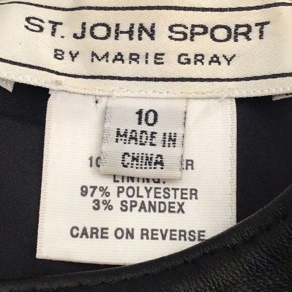 St. John Sport Black 100% Leather Straight Leg Zip Pocket Ankle Pants - Picture 15 of 16